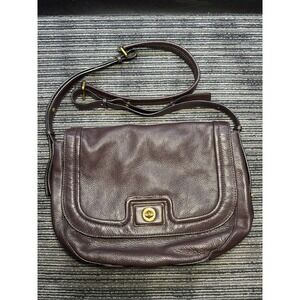 Marc By Marc Jacobs Brown Leather Turnlock Flap Messenger Crossbody Bag